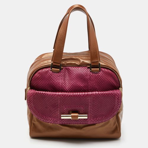 Magenta Leather and Watersnake Leather Justine Satchel - Jimmy Choo - Modalova