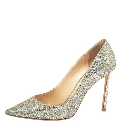 Metalic Silver Coarse Glitter Romy Pumps Size 40 - Jimmy Choo - Modalova