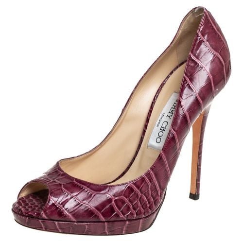 Croc Embossed Leather Peep Toe Pumps Size 39 - Jimmy Choo - Modalova