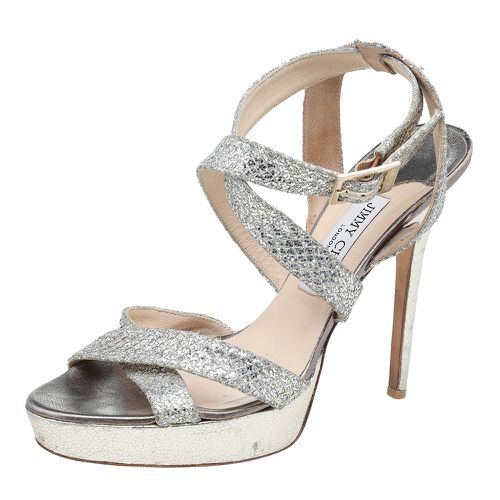 Metallic Glitter Fabric Vamp Platform Strappy Sandals Size 40 - Jimmy Choo - Modalova