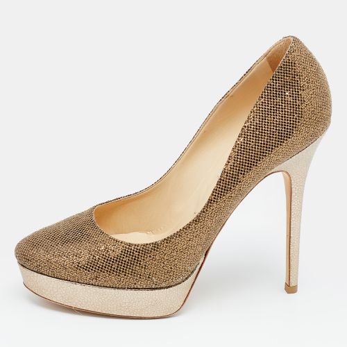 Glitter Fabric And Embossed Leather Eros Platform Pumps Size 40 - Jimmy Choo - Modalova