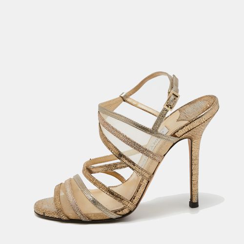 Gold Mesh and Leather Ankle Strap Sandals Size 36 - Jimmy Choo - Modalova