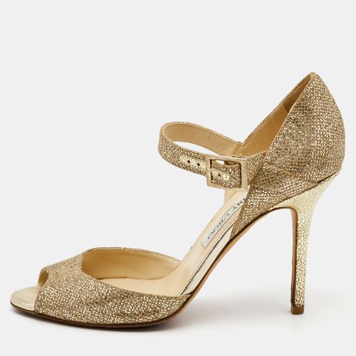 Coarse Glitter Foil Leather Ankle Strap Sandals Size 39.5 - Jimmy Choo - Modalova