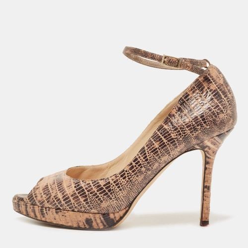 Two Tone Lizard Embossed Suede Peep Toe Ankle Strap Pumps Size 36.5 - Jimmy Choo - Modalova