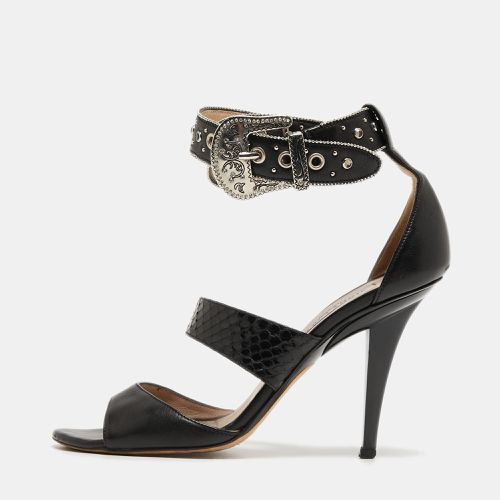 Embossed Python and Leather Studded Ankle Wrap Sandals Size 37 - Jimmy Choo - Modalova