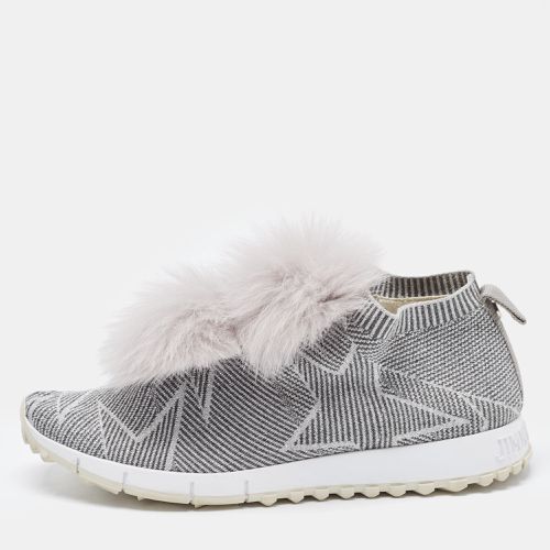 Stretch Fabric Fur Embellished High Top Sneakers Size 41 - Jimmy Choo - Modalova