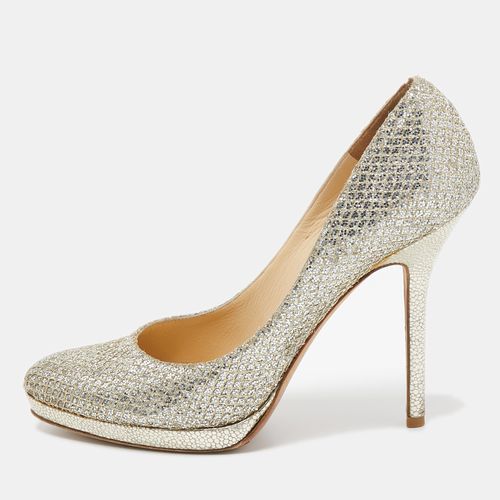 Silver/ Glitter Fabric Platform Pumps Size 36.5 - Jimmy Choo - Modalova