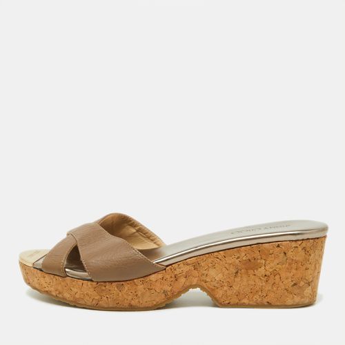 Leather and Cork Prima Wedge Sandals Size 38.5 - Jimmy Choo - Modalova