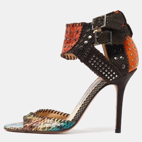 Python Leather Studded Ankle Cuff Sandals Size 39 - Jimmy Choo - Modalova