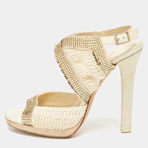 Knit Fabric Embellished Ankle Strap Sandals Size 39 - Jimmy Choo - Modalova