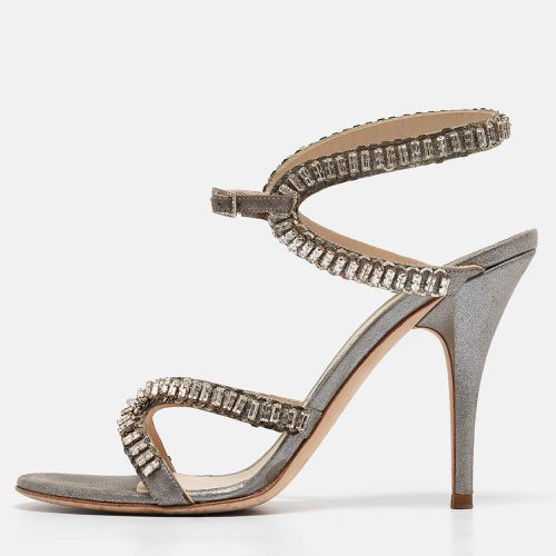 Grey Textured Suede Crystal Embellished Angel Sandals Size 39 - Jimmy Choo - Modalova