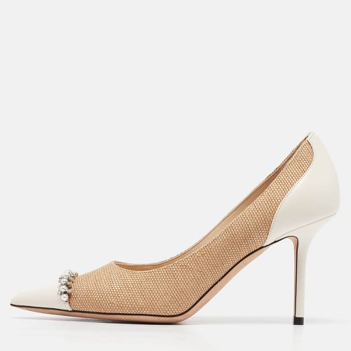 Cream Leather and Raffia Love Pumps Size 38 - Jimmy Choo - Modalova