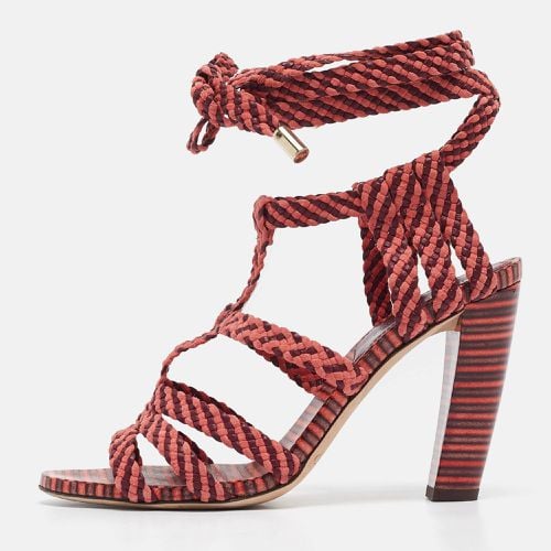 Two Tone Woven Suede and Leather Ankle Tie Sandals Size 37 - Jimmy Choo - Modalova