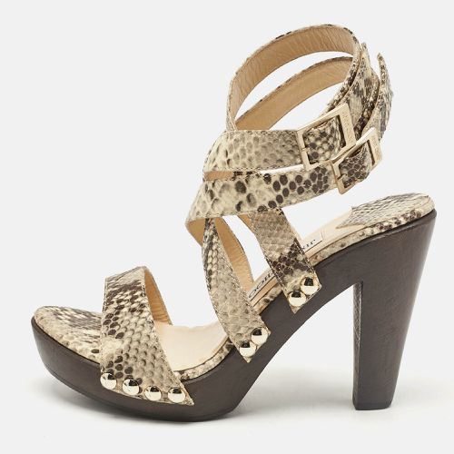 Snakeskin Embossed Leather Ankle Strap Sandals Size 37 - Jimmy Choo - Modalova