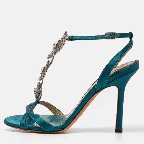 Satin Crystal Embellished Ankle Strap Sandals Size 37 - Jimmy Choo - Modalova