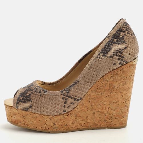 Brown Python Embossed Leather Papina Wedge Pumps Size 37.5 - Jimmy Choo - Modalova