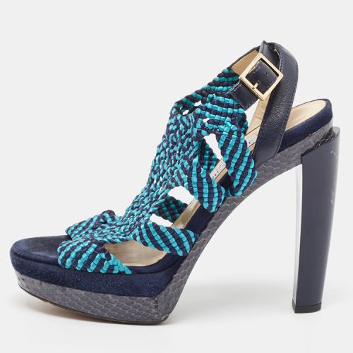 Two Tone Woven Leather and Python Ankle Strap Sandals Size 39 - Jimmy Choo - Modalova