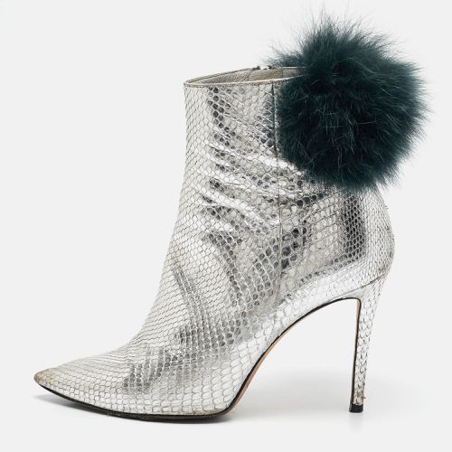 Python Embossed Leather and Fur Ankle Length Boots Size 36.5 - Jimmy Choo - Modalova