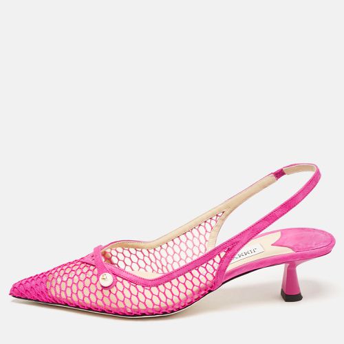 Fuchsia Suede and Fishnet Amita Slingback Pumps Size 36 - Jimmy Choo - Modalova