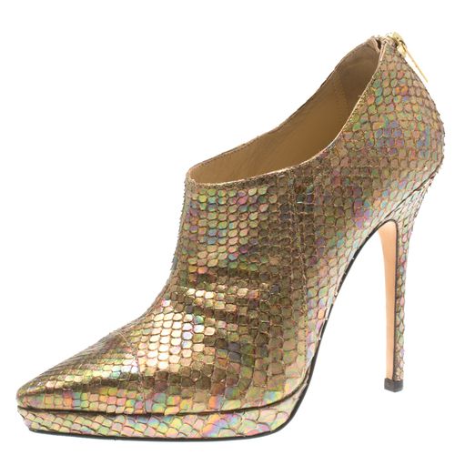 Gold Rainbow Python Leather George Pointed Toe Ankle Booties Size 36.5 - Jimmy Choo - Modalova