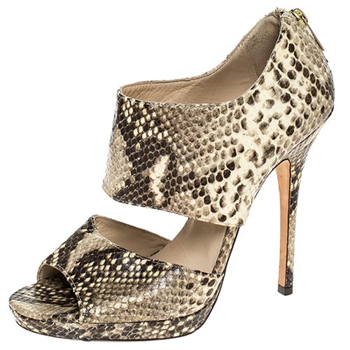 Yellow/Brown Python Private Peep Toe Sandals Size 38 - Jimmy Choo - Modalova