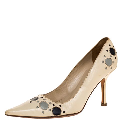 Leather Circle Detail Pointed Toe Pumps Size 38.5 - Jimmy Choo - Modalova