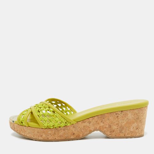 Leather and Raffia Panna Cork Slides Size 39 - Jimmy Choo - Modalova