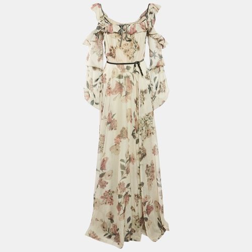 Floral Print Crepe Cold Shoulder Maxi Dress M - JULEA DOMANI - Modalova