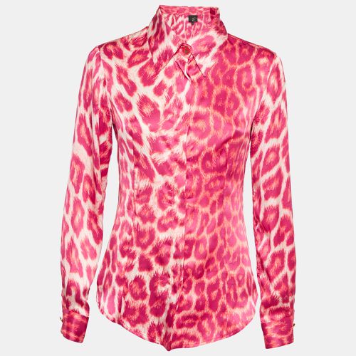 Leopard Print Satin Long Sleeve Shirt M - Just Cavalli - Modalova