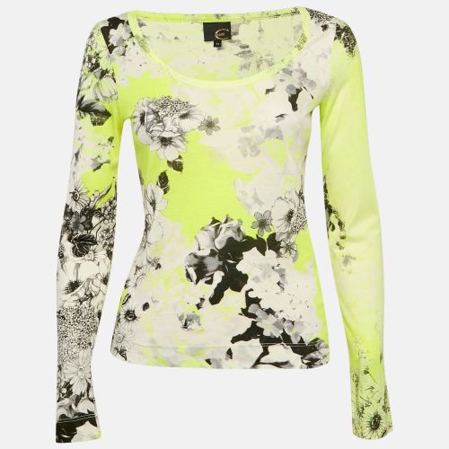 Fluorescent Floral Print Cotton Knit Long Sleeve Top M - Just Cavalli - Modalova