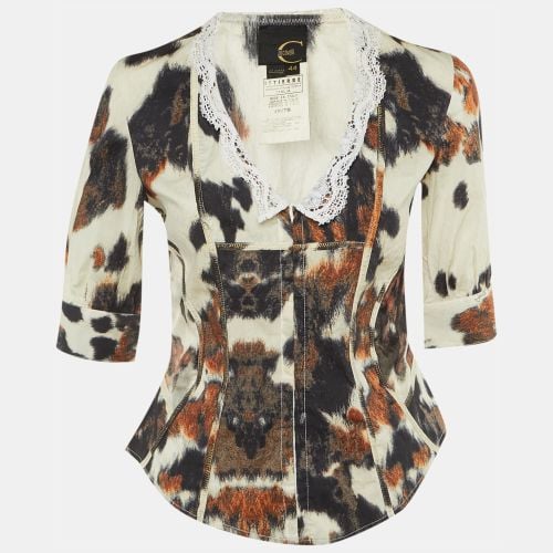 Animal Print Cotton Lace Detail Top M - Just Cavalli - Modalova