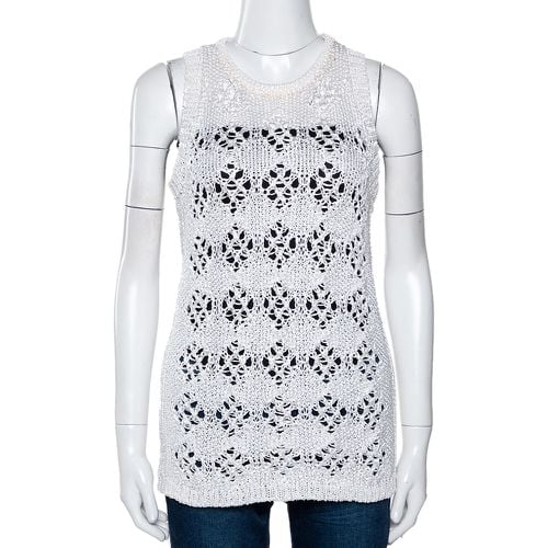 Cotton Open Crochet Knit Sleeveless Top M - Just Cavalli - Modalova