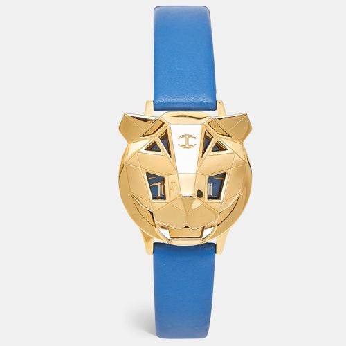 Yellow Gold Tone Stainless Steel Leather Just Tiger 7251561505 Women's Wristwatch 34 mm - Just Cavalli - Modalova