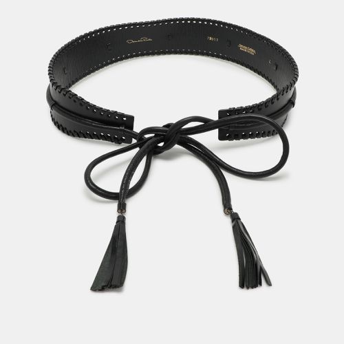 Leather Whipstitch Detail Wrap Around Waist Belt 86CM - Oscar de la Renta - Modalova