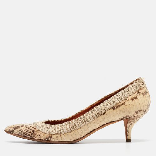 Water Snake And Raffia Pointed Toe Pumps Size 37 - Oscar de la Renta - Modalova