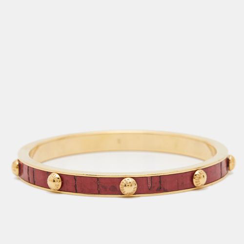 Gimme A Clue Leather Inlay Gold Tone Bangle Bracelet S - Louis Vuitton - Modalova