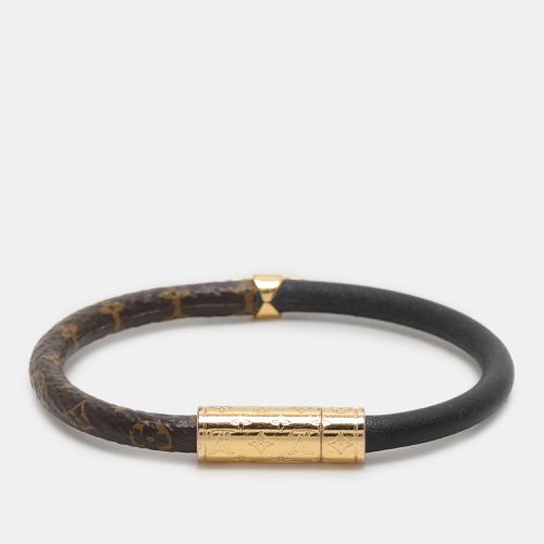 Black Monogram Canvas and Leather Daily Confidential Gold Tone Wrap Bracelet - Louis Vuitton - Modalova