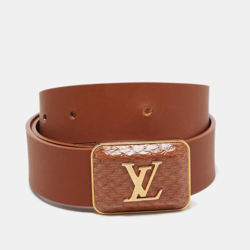 Leather and Snakeskin Square Logo Buckle Belt 80CM - Louis Vuitton - Modalova