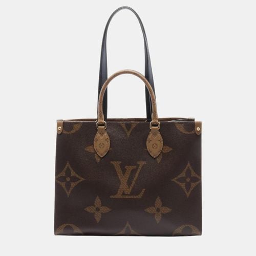 Brown Monogram Giant Reverse Leather Coated Canvas On the Go MM Tote Bag - Louis Vuitton - Modalova