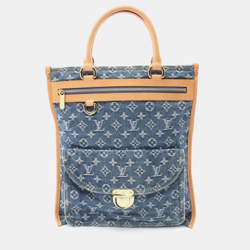 Leather Flat Shopper Monogram Denim Tote Bag - Louis Vuitton - Modalova