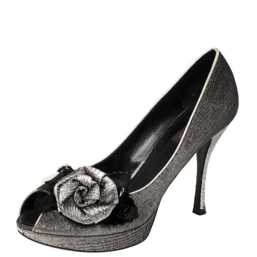 Lurex Fabric Floral Peep Toe Pumps Size 39 - Louis Vuitton - Modalova