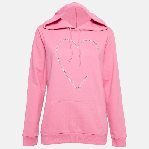 Crystal Embellished Cotton Hoodie S - Love Moschino - Modalova