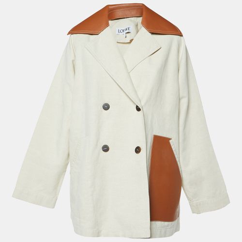 Cotton-Linen Blend Leather Trimmed Peacoat S - Loewe - Modalova