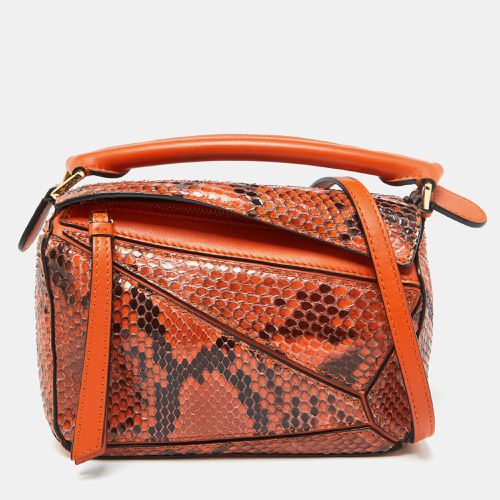 Black Python and Leather Mini Puzzle Shoulder Bag - Loewe - Modalova