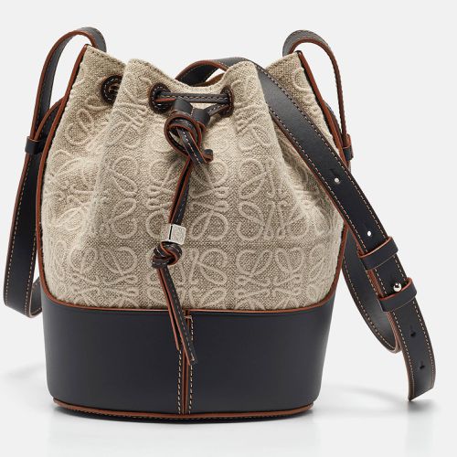 Black Anagram Jacquard Canvas and Leather Balloon Bucket Bag - Loewe - Modalova