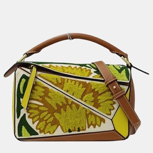 Floral Leather Brown Yellow Embroidery Compact Puzzle Small Mini bag - Loewe - Modalova