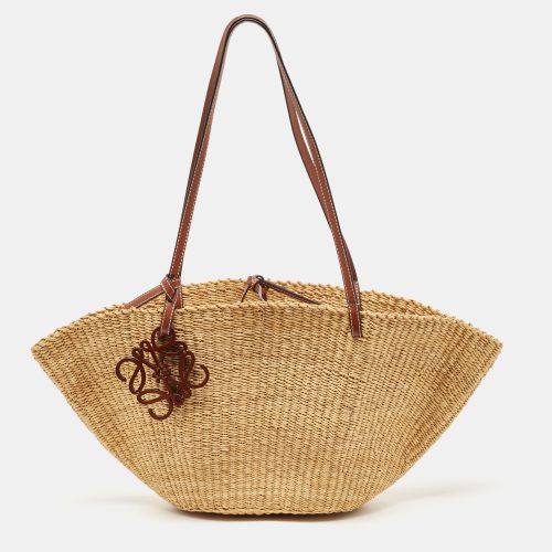 Brown/ Woven Raffia Small Shell Basket Bag - Loewe - Modalova