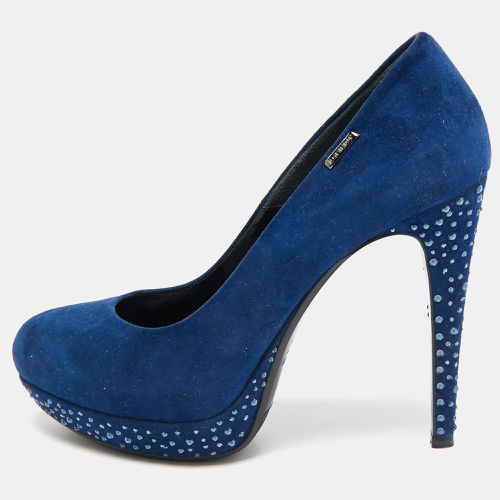 Suede Crystal Embellished Round Toe Pumps Size 37 - Loriblu - Modalova