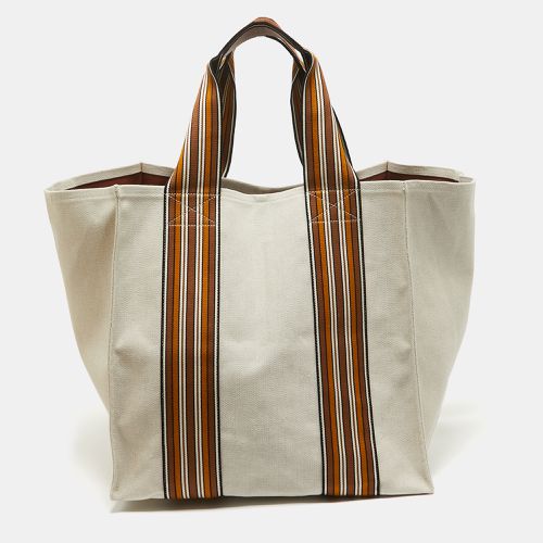 Brown Canvas Medium Cube The Suitcase Stripe Tote - Loro Piana - Modalova