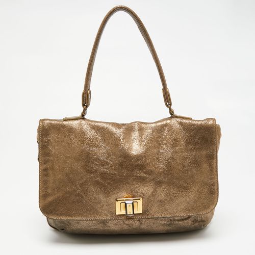 Cracked Suede Flap Top Handle Bag - Lanvin - Modalova